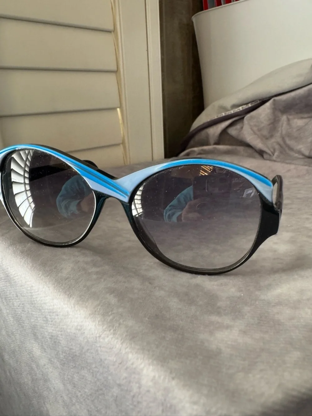 Leonard De Neffe‎ Turquoise blue swirl Black Sunglasses